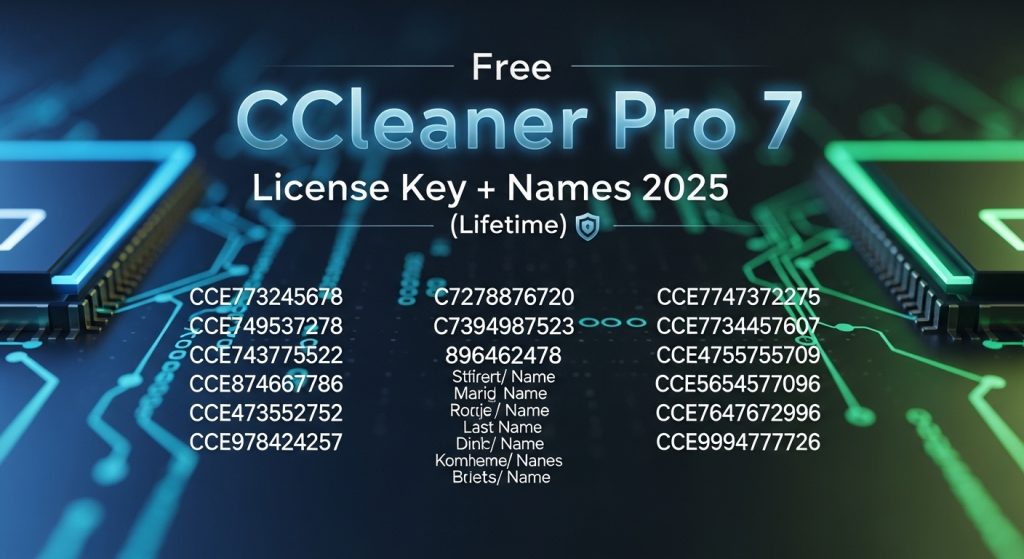 Free CCleaner Pro 7 License Key + Names 100% working (Lifetime) 2025